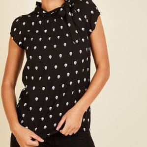 Modcloth "Up, Up and Amaze Top" in Skulls